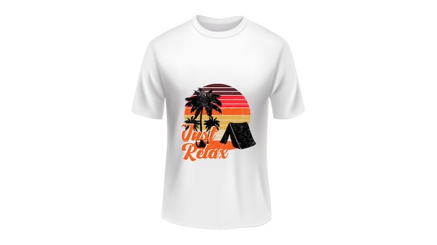 白いTシャツに夕日が描かれている