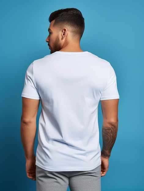 Photo white t - shirt with a tattoo of a man