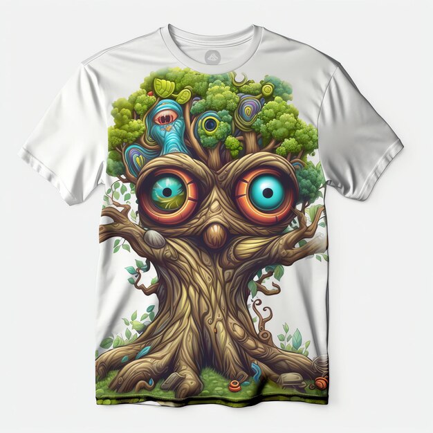 A white t - shirt with a tree on it that says'tree'on it