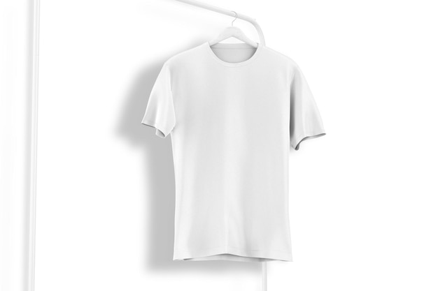 t-셔츠라는 단어가 있는 흰색 티셔츠.