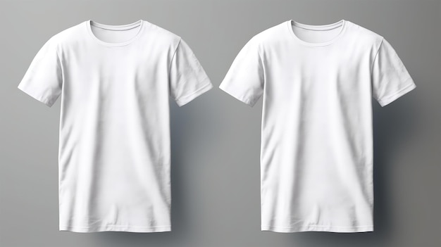 왼쪽에 t-셔츠라는 단어가 있는 흰색 t-셔츠와 흰색 배경입니다.