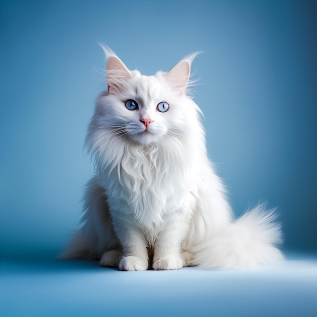 white tabby cat with blue eyes