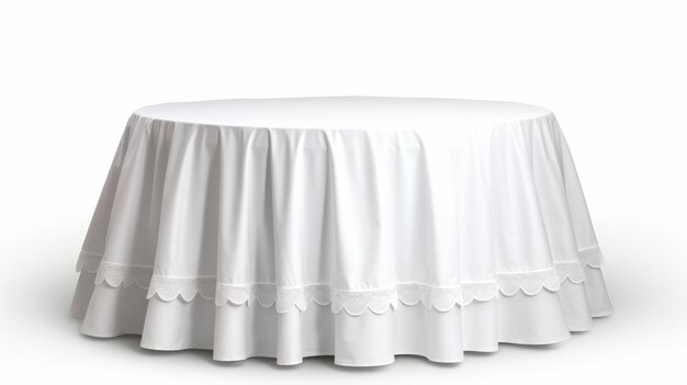 Photo white table cloth with ruffled edges