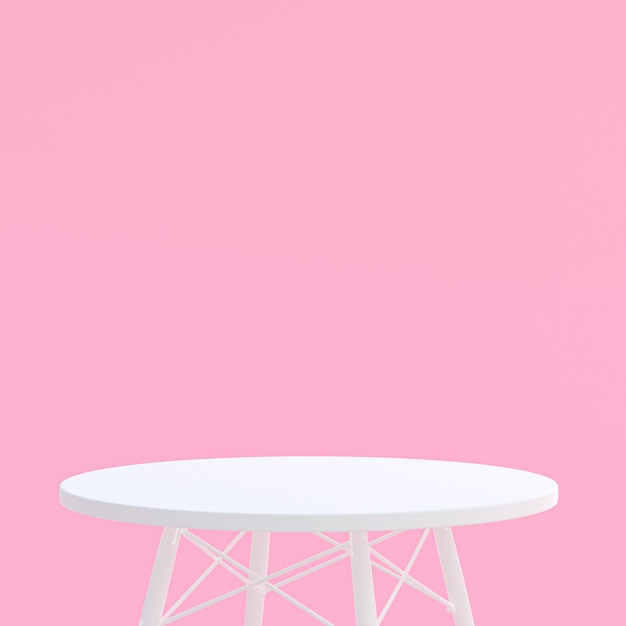 White table or product stand for display product on pink