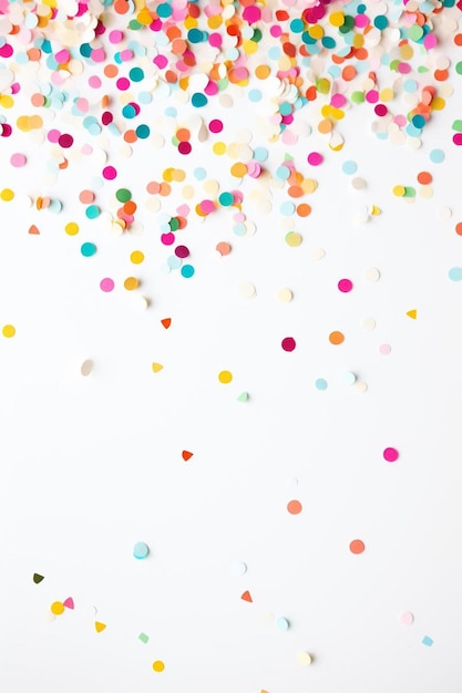 a white table topped with lots of confetti