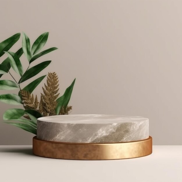 a white table with a plant on it and a plant in the corner.