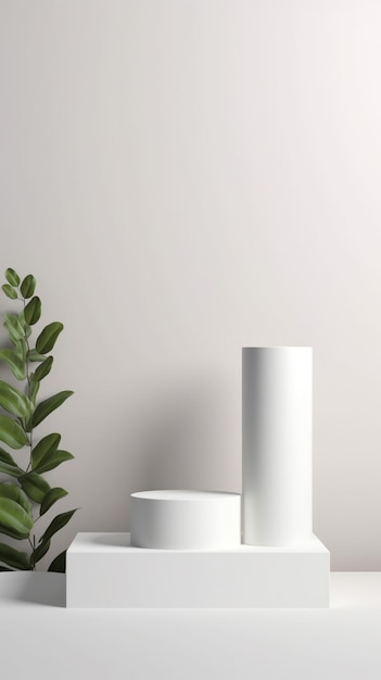 A white table with a white tablecloth and a white plant on it.