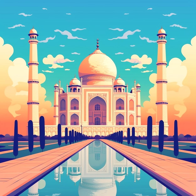 white taj mahal with a blue sky