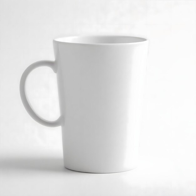 White tall cup on a white solid background