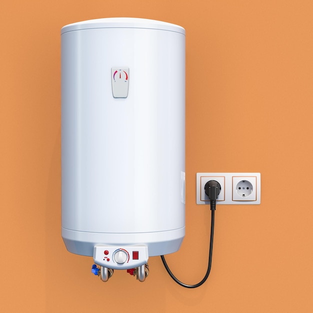 Photo white tank electric water heater in interior 3d rendering