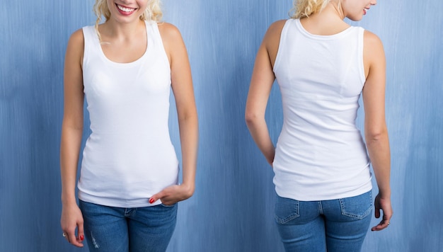 White tank top mockup front and back