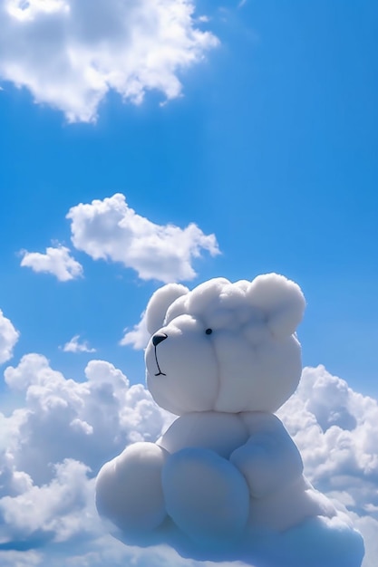 White teddy bear in the sky