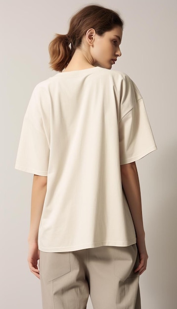 a white tee with a cut out on the back.