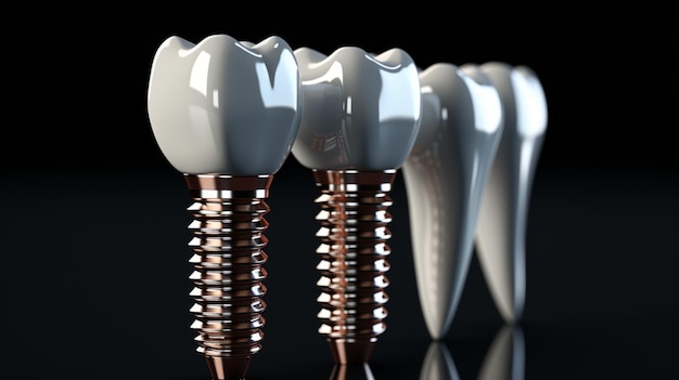 white teeth and dental implant