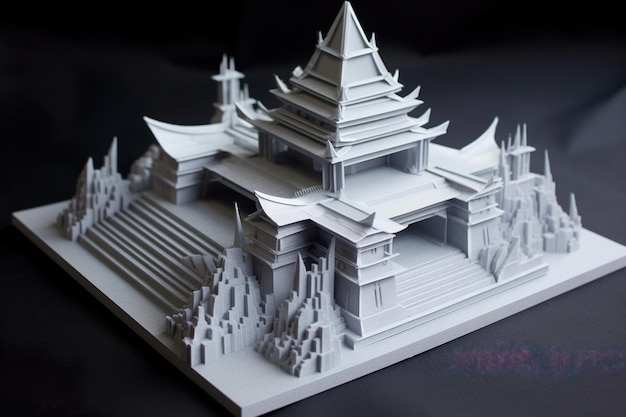 Photo white temple 3d model paper art fancy color