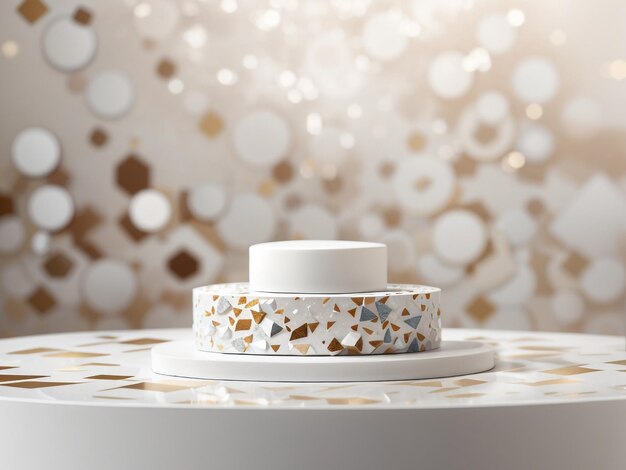 White Terrazzo Podium Stage for Displaying Products