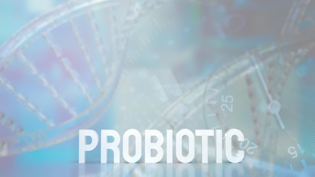 The white text probiotic on sci background 3d rendering