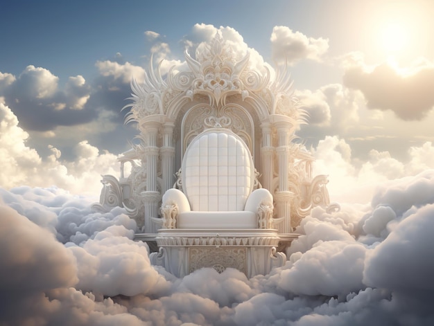 White throne among beautiful clouds