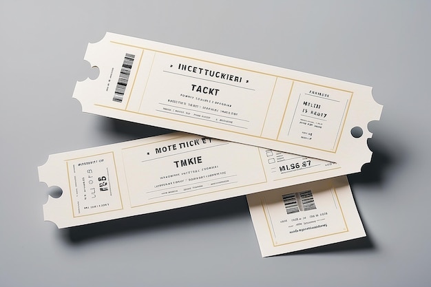 Photo white ticket isolated with paper texture for mockups