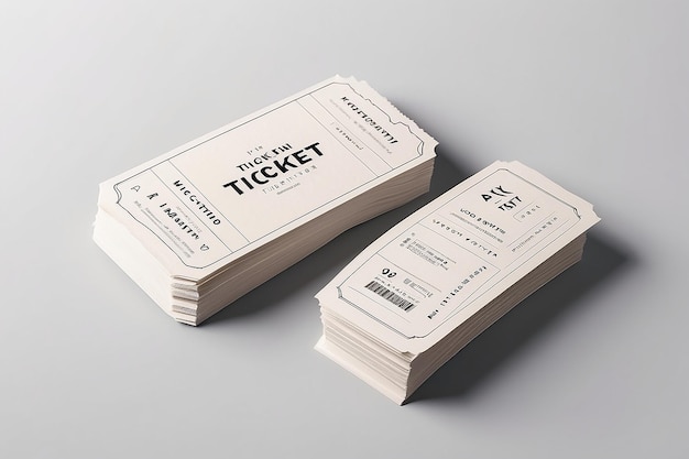 White ticket isolated with paper texture for mockups