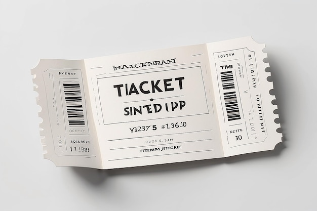 White ticket isolated with paper texture for mockups