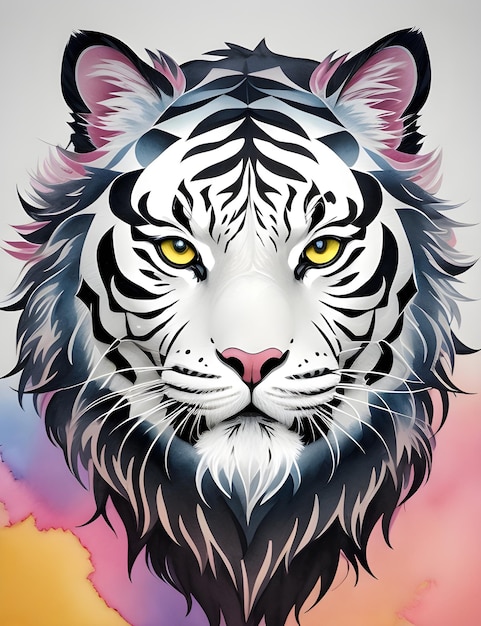 White Tiger Coloring floral Background