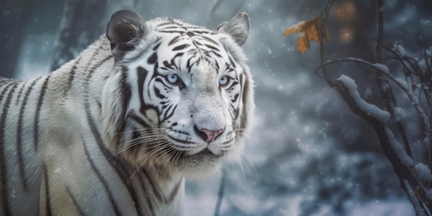 Foto tigre bianca nella neve