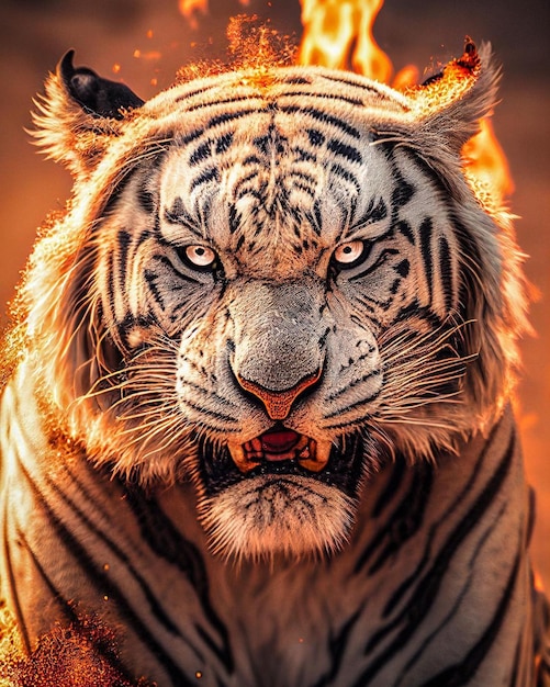 White tiger with the glowing eyes