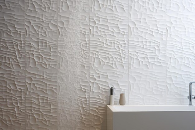 White Tile Stamped An Artistic 32 Textured Wall