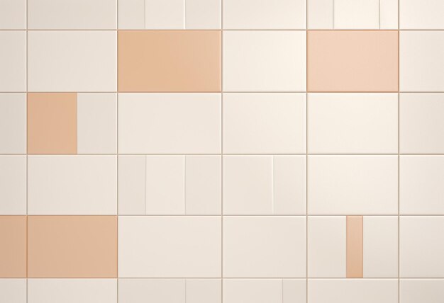 a white tile wall with a pink square on it