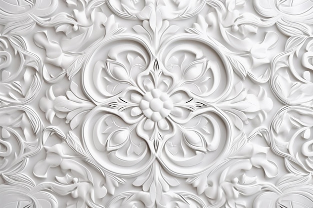 Белая плитка с цветочным орнаментом