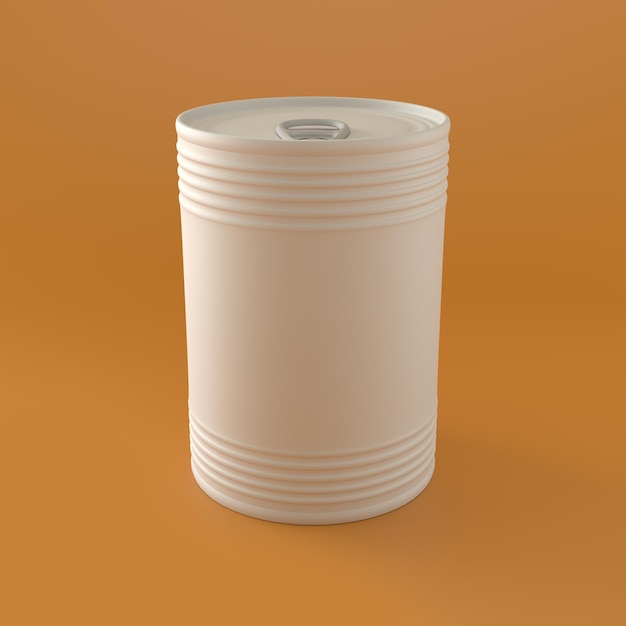 White Tin Can in Orange Background 3d Rendering