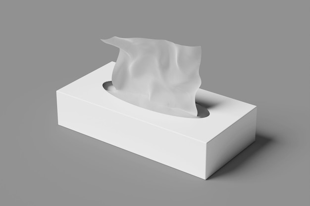 Photo a white tissue in a box with a white napkin on it