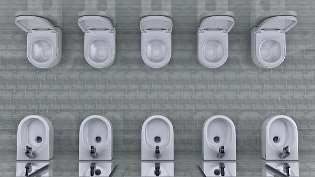 Tazza da toilette bianca in un rendering 3d del bagno