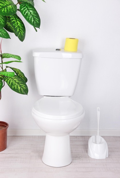 White toilet bowl in bathroom