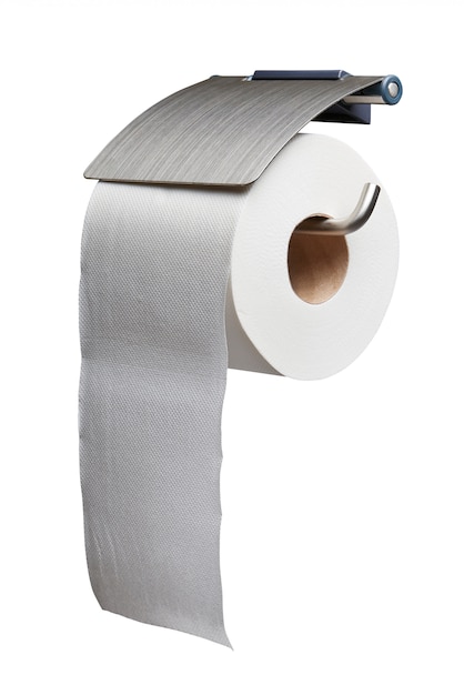 White toilet roll paper dispenser isolated