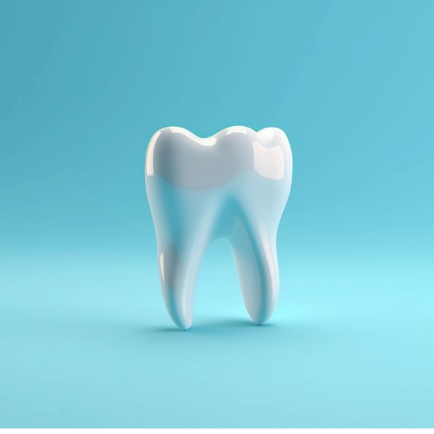 White tooth on a blue background