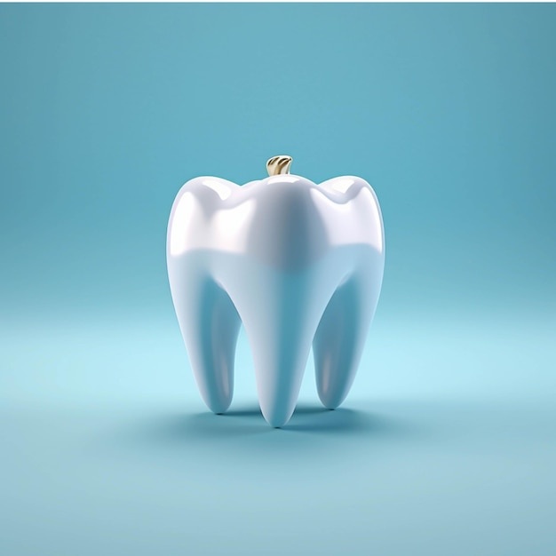 White tooth on a blue background