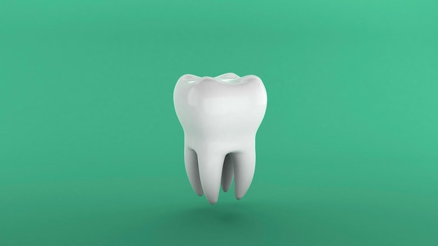 White Tooth on a green background 3d render