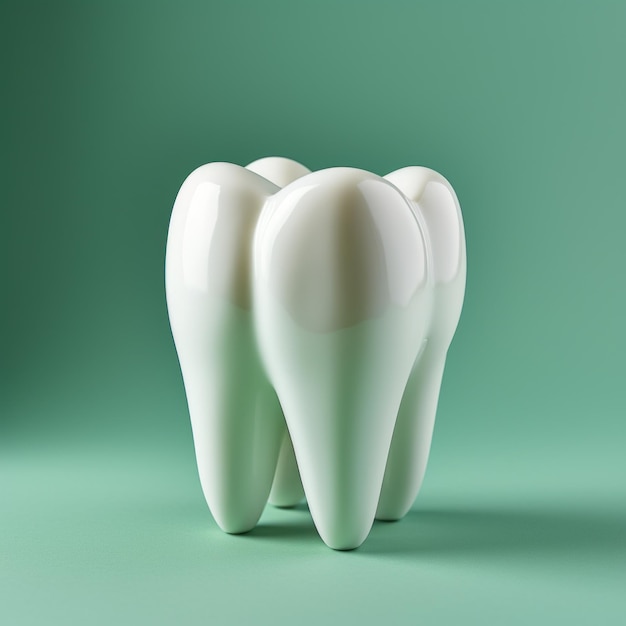 a white tooth isolated on green