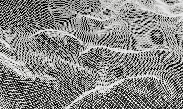 White topographic mountain grid wireframe