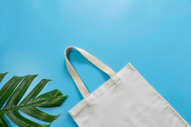 White tote bag canvas fabric. cloth shopping sack mockup with\
copy space.