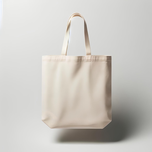 White Tote Bag Mockup on light background Blank Tote Shopping Bag with rope handles on white backgro