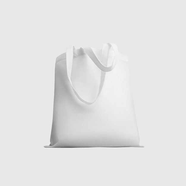 White totebag 3d rendering reusable ecobag with handle for shopping isolated on background