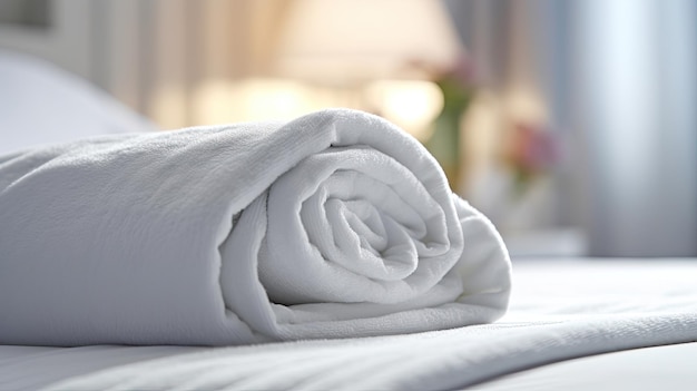 White towel in the hotel bed room