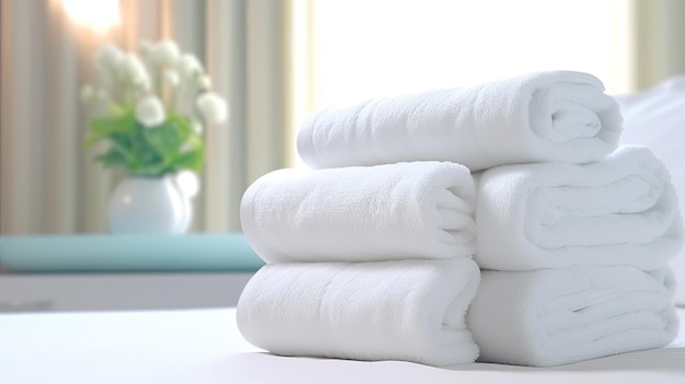 Белое полотенце в гостиничной комнате