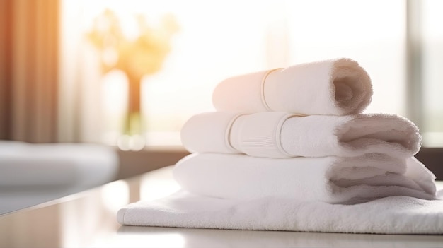 White towel in the hotel bed room