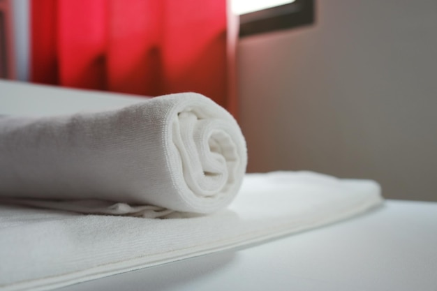 White towel in the hotel room