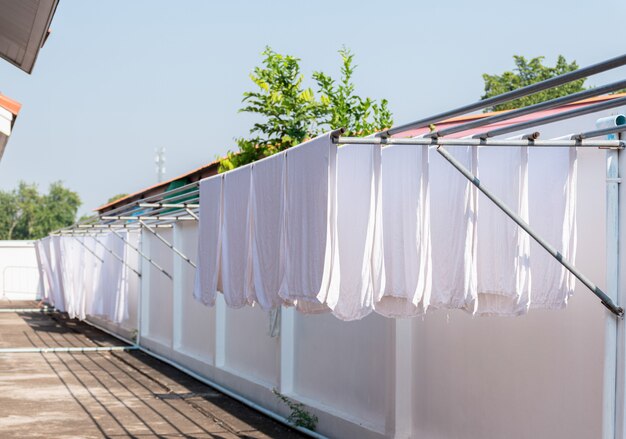 White towel rack Behind the resort