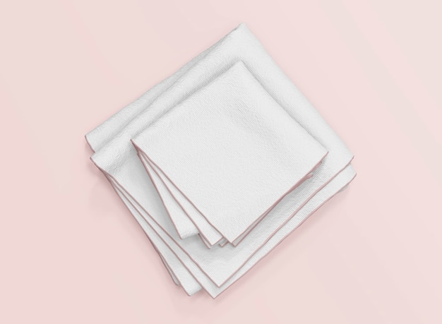 Photo white towel set with pink border on a pink background mockup towels isolated 3d rendering